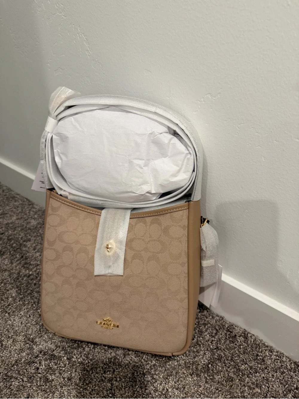 Coach Hadley Signature Canvas Convertible Crossbody in Khaki/Tan